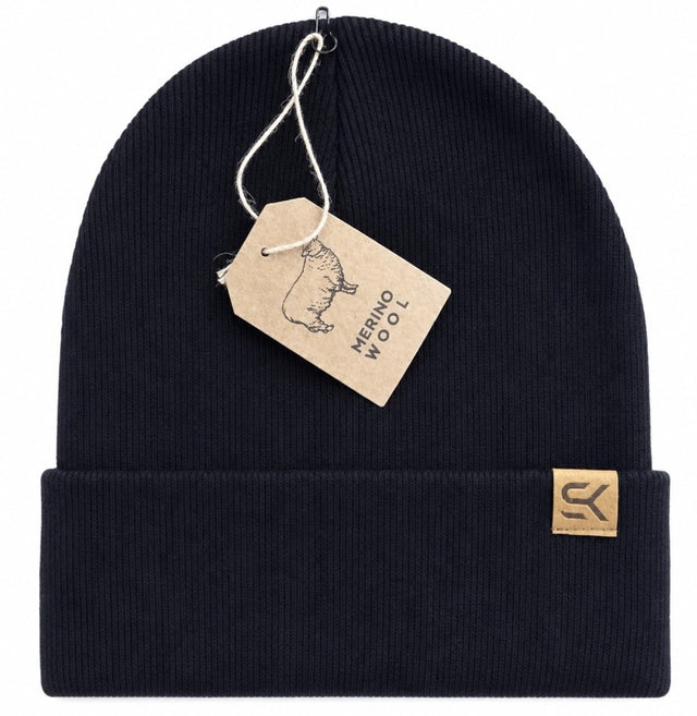 SK Merino Wool Beanie - Leather Label