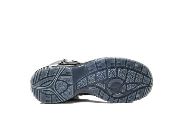 Underside view of the ELTEN Miles BOA sole, highlighting the slip-resistant RUBBER/PU WELLMAXX GRIP tread pattern.